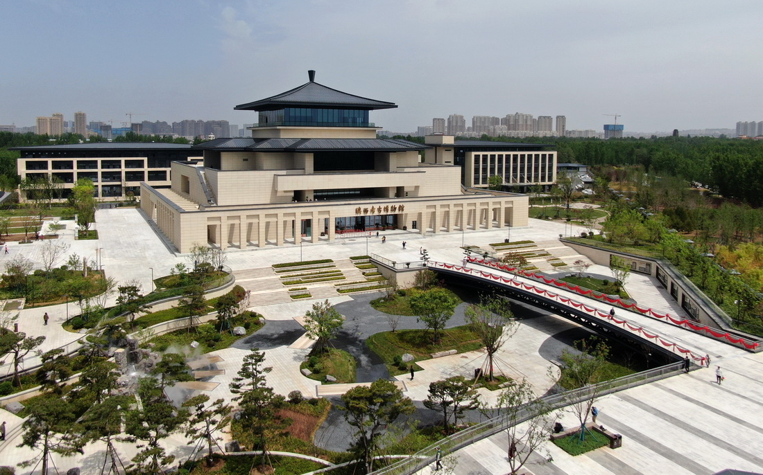 这是4月28日拍摄的陕西考古博物馆外景（无人机照片）。